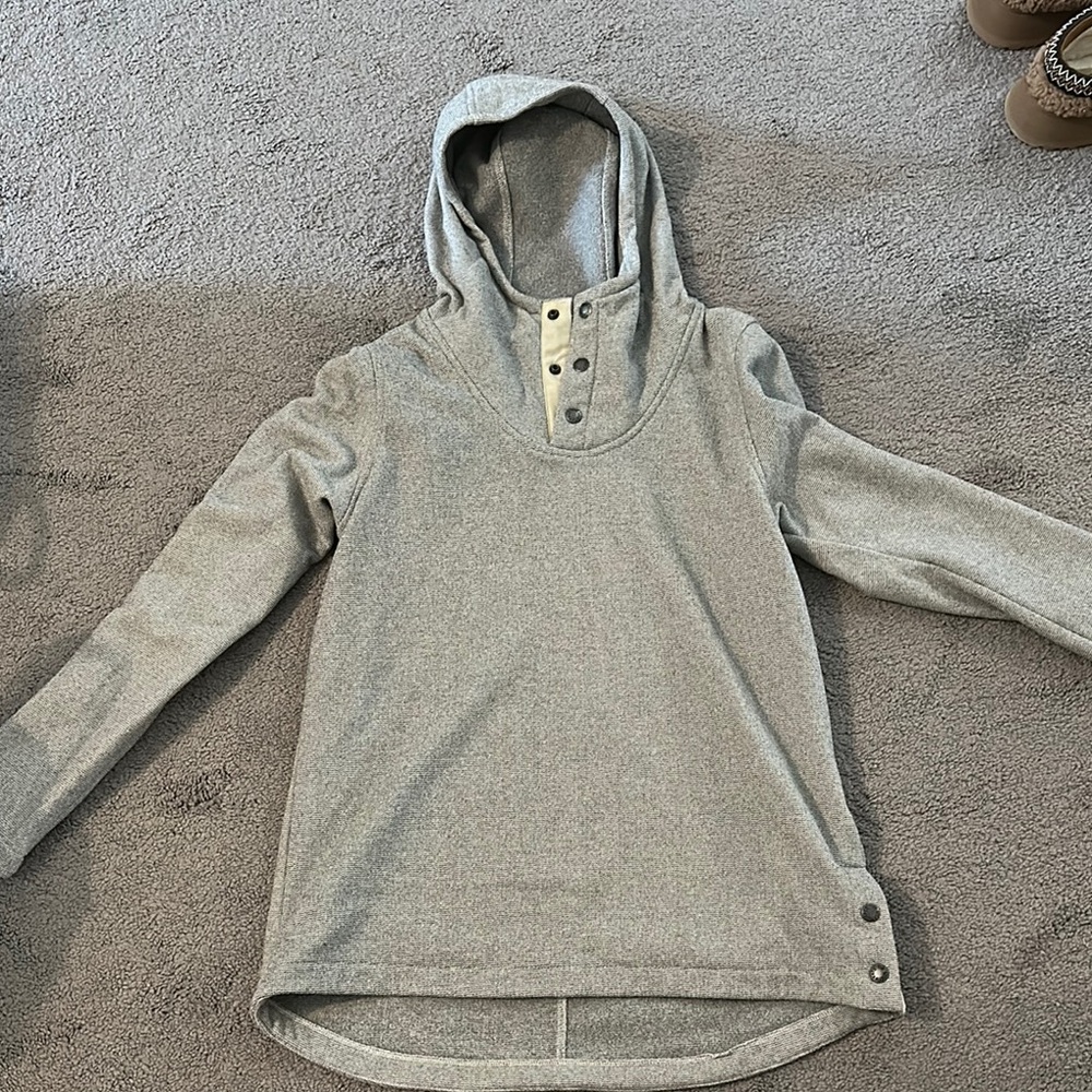 The North Face Gray Hooded Jacket with Button Details